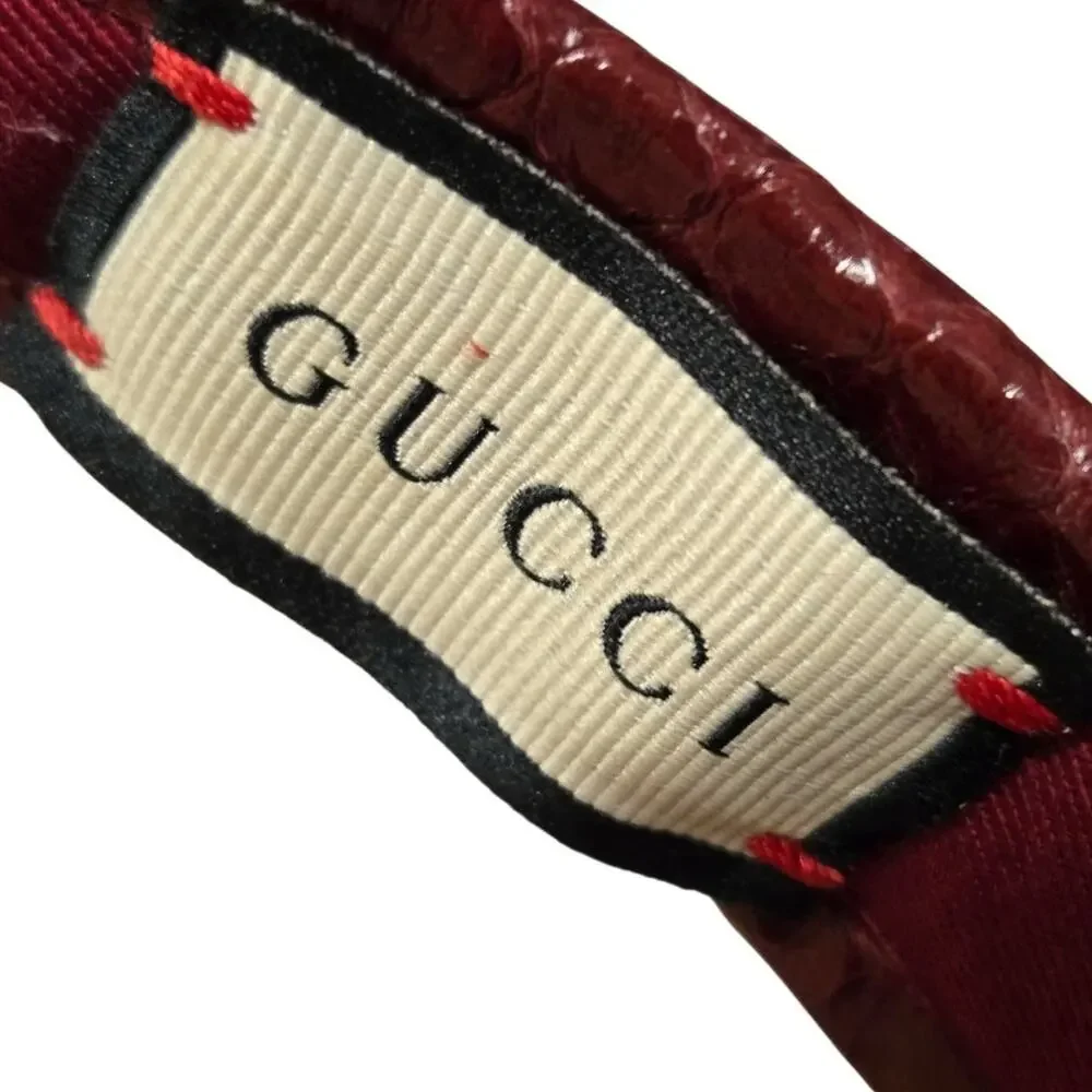 Gucci GG Monogram Raffia Wicker Woven Visor Cap Hat Red Maroon Tan Authentic